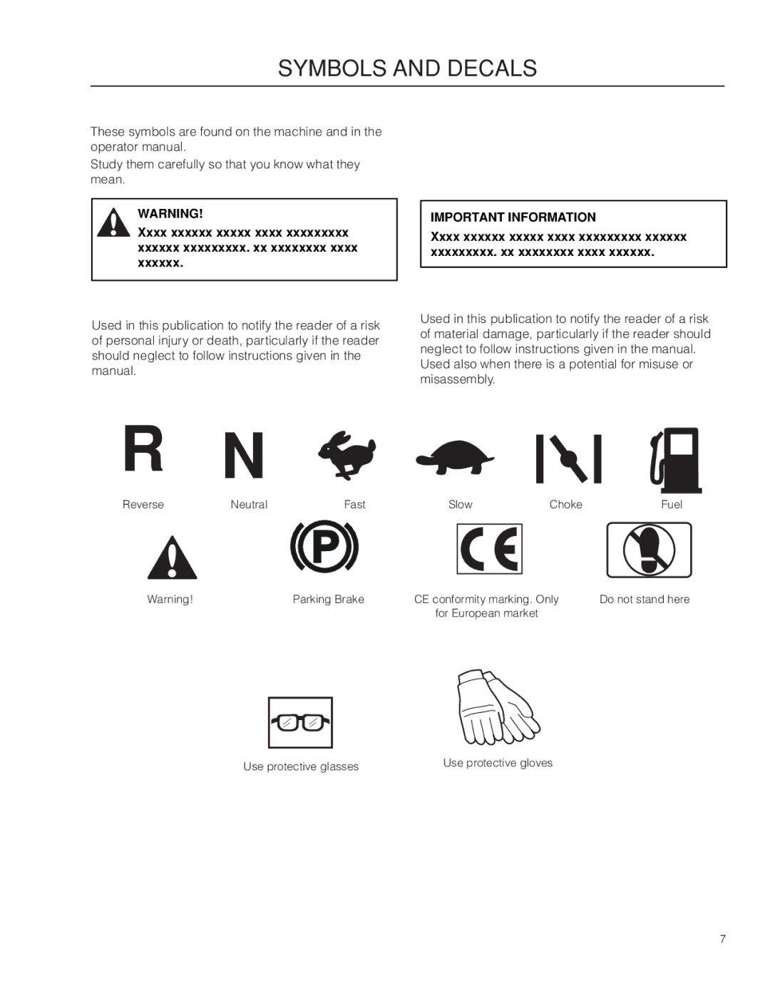 Husqvarna RZ46215, 967009803 warranty Symbols and Decals, Xxxx xxxxxx xxxxx xxxx Xxxxxx xxxxxxxxx. xx xxxxxxxx 