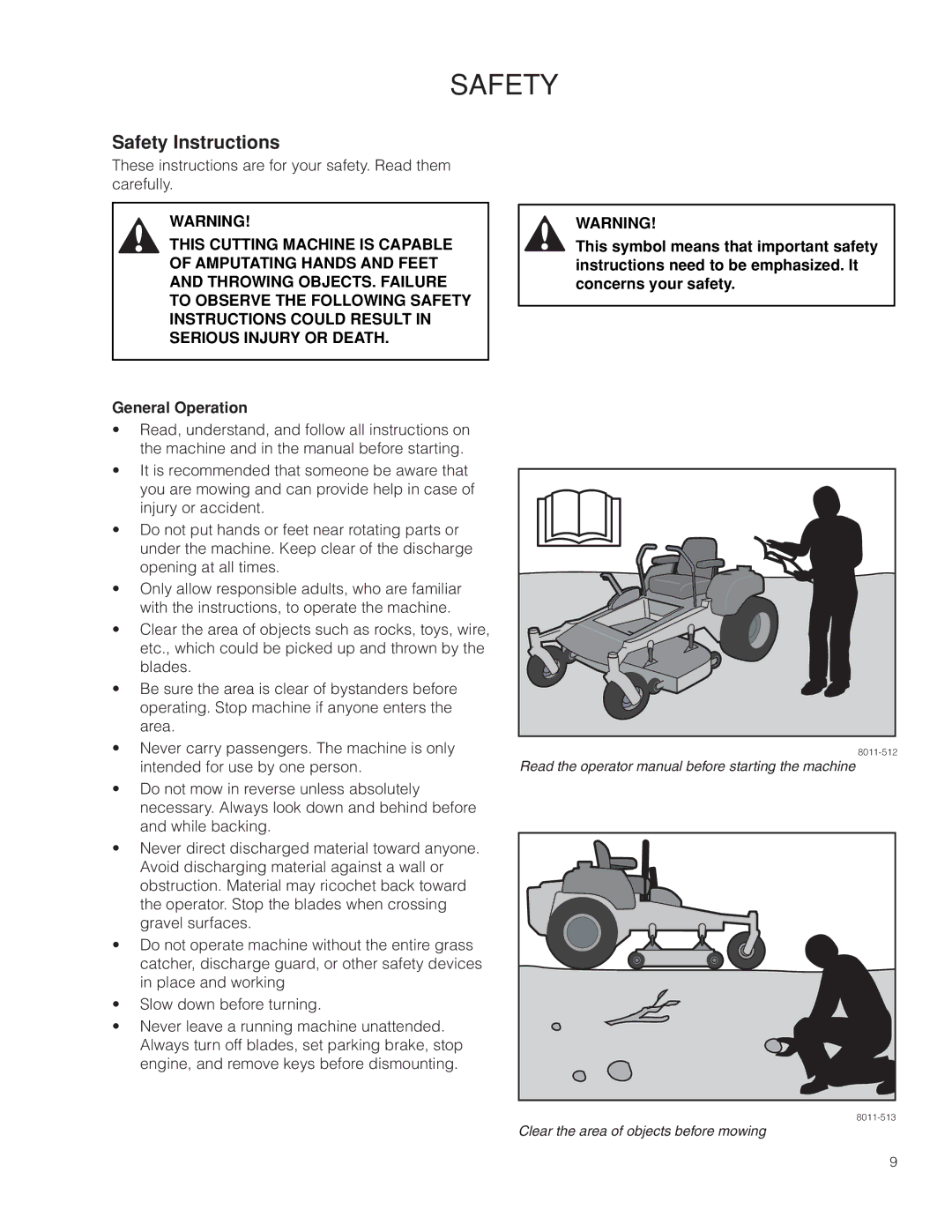 Husqvarna RZ46215, 967009803 warranty Safety Instructions, General Operation 