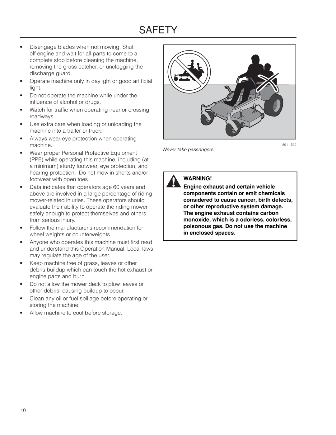 Husqvarna 967277601 warranty Never take passengers 