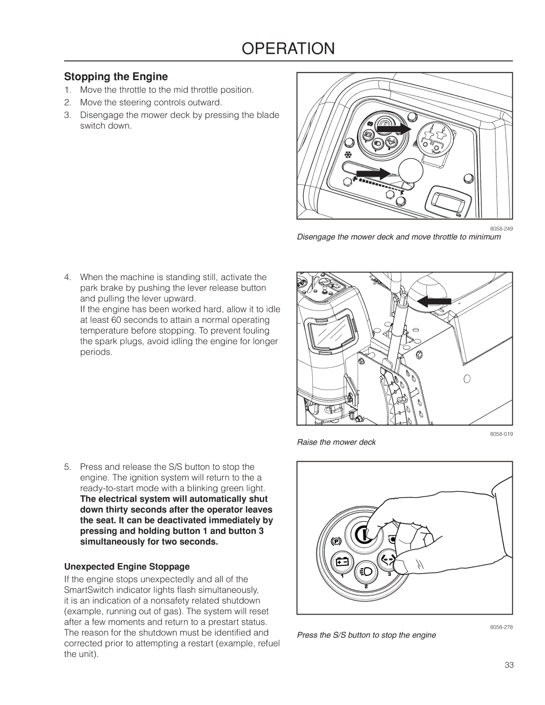 Husqvarna 967277601 warranty Stopping the Engine 