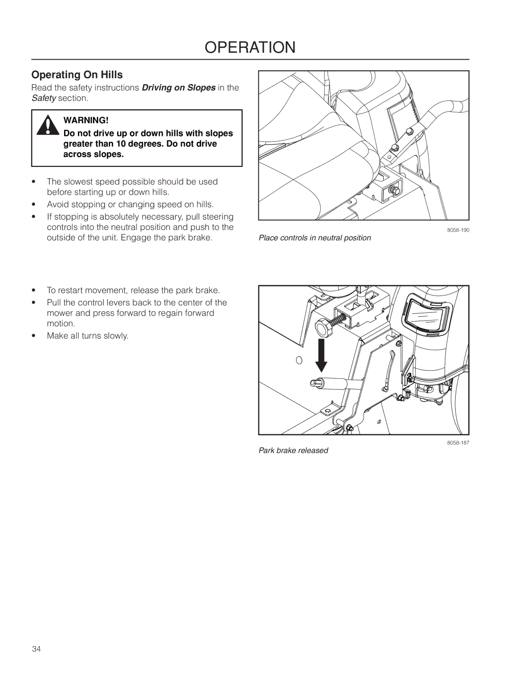 Husqvarna 967277601 warranty Operating On Hills 