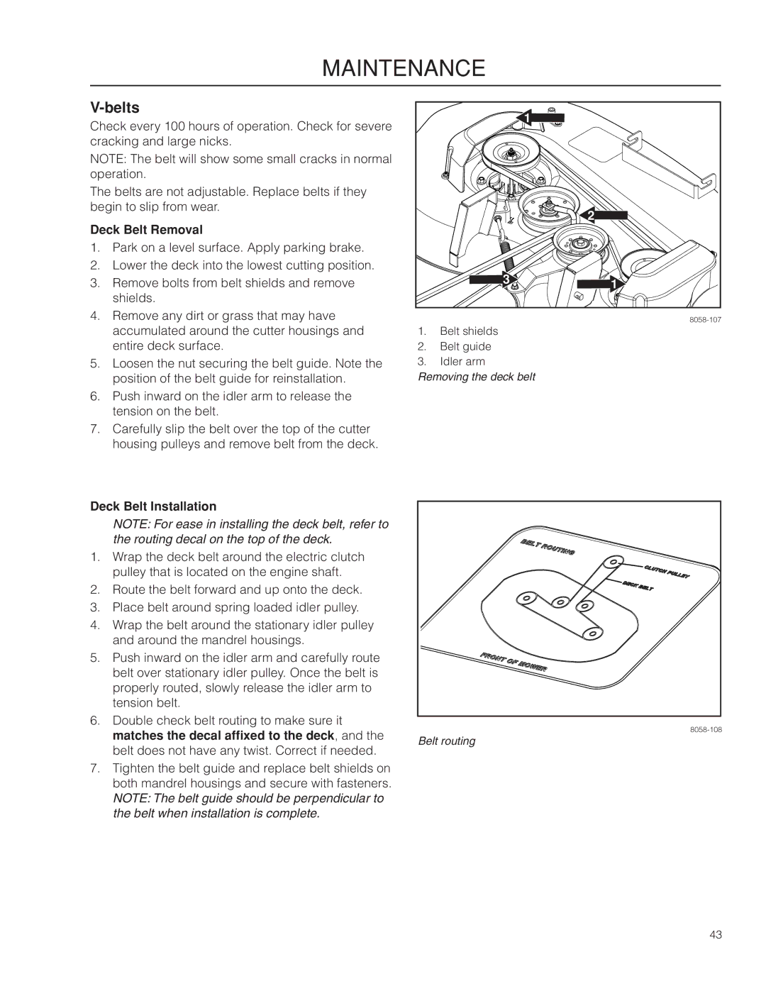 Husqvarna 967277601 warranty Belts, Deck Belt Removal, Deck Belt Installation 