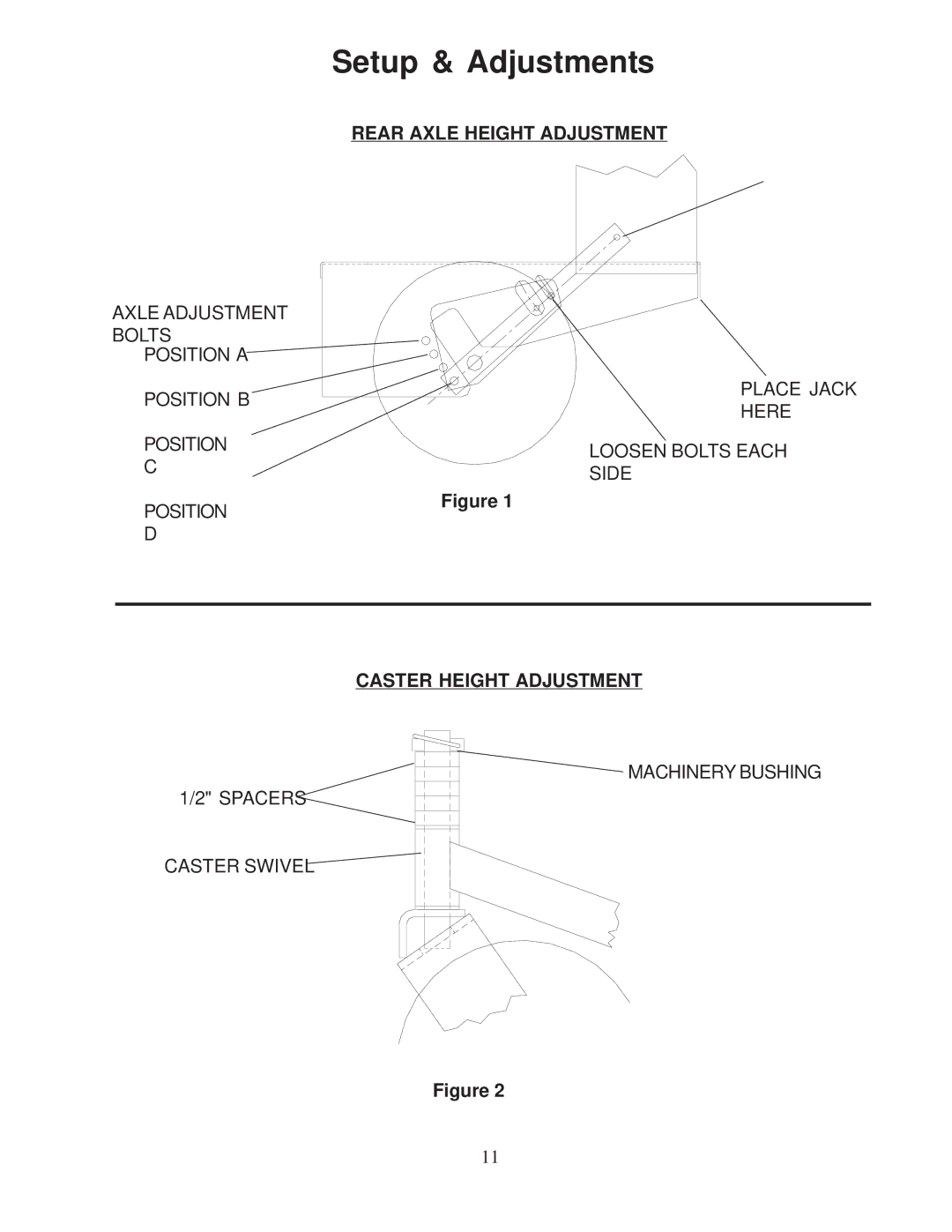 Husqvarna 968999108 / W3613A, 968999110 / W4815A, 968999107 / W3213A Rear Axle Height Adjustment, Caster Height Adjustment 