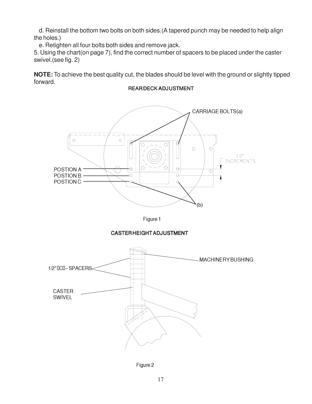 Husqvarna 968999108 / W3613A, 968999110 / W4815A, 968999107 / W3213A, 968999101 / W3212A manual Reardeckadjustment 