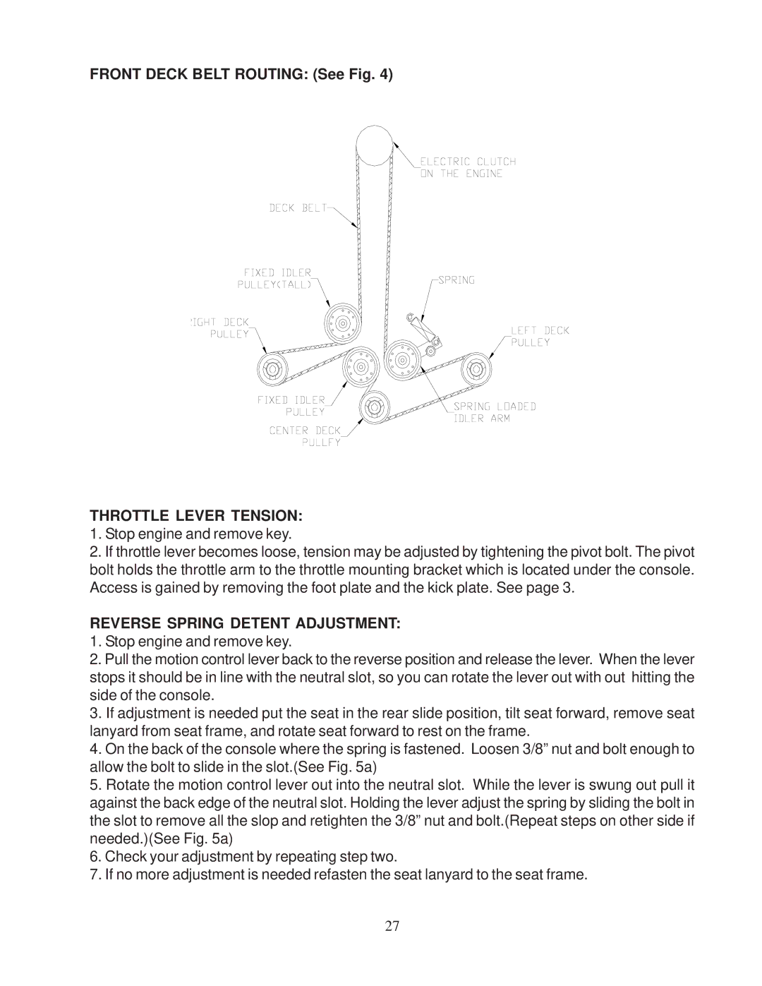 Husqvarna 968999103 / W3614A, 968999110 / W4815A manual Throttle Lever Tension, Reverse Spring Detent Adjustment 