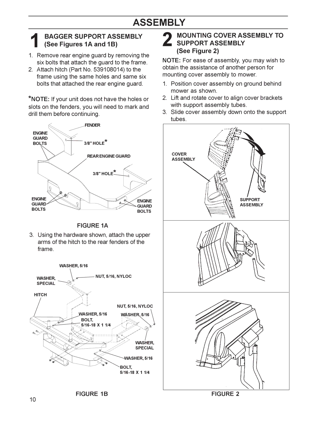 Husqvarna 968999211 manual Mounting Cover Assembly to Support Assembly, See Figure 