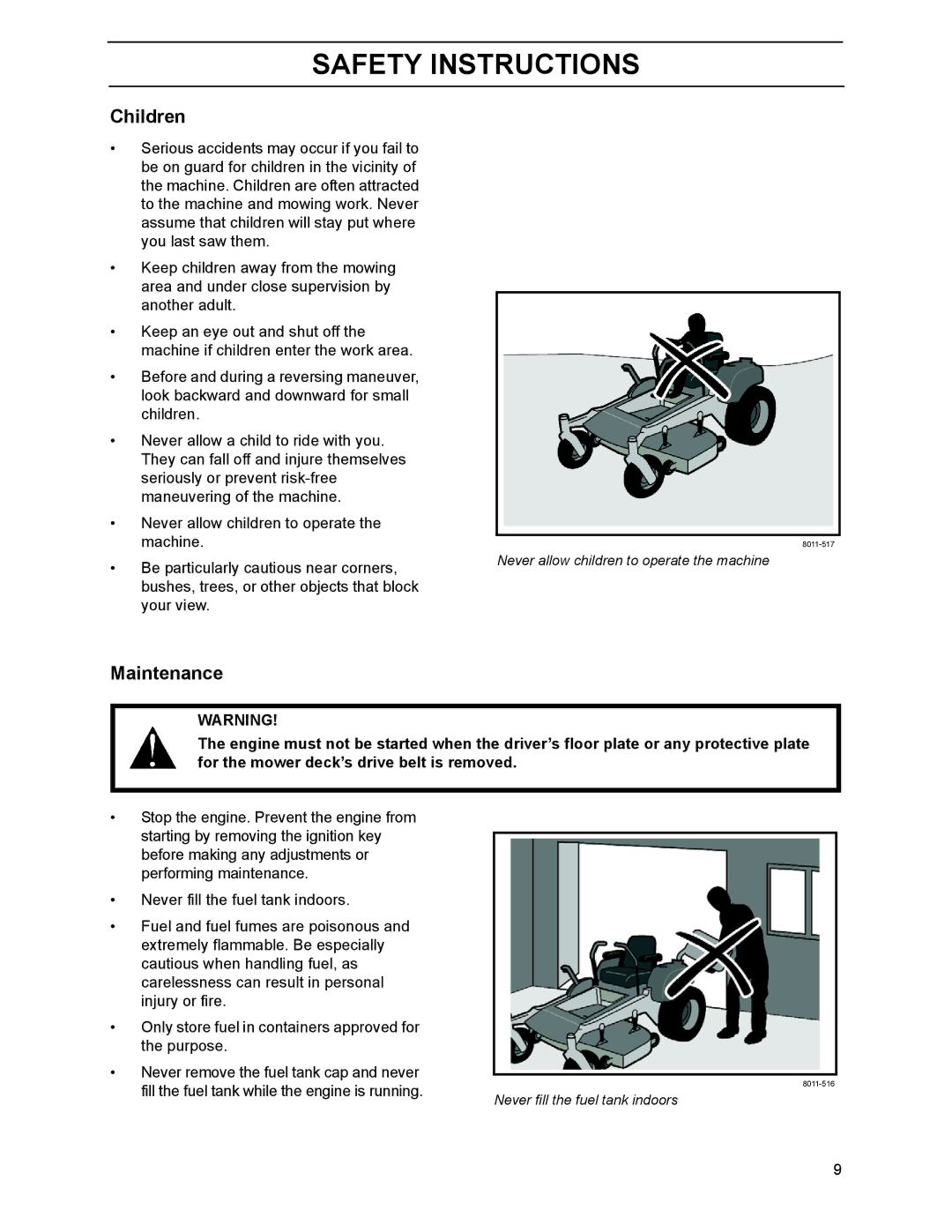 Husqvarna BZ6134D, 968999218, 968999214, 968999216, BZ7234D, BZ6127D manual Children, Maintenance 