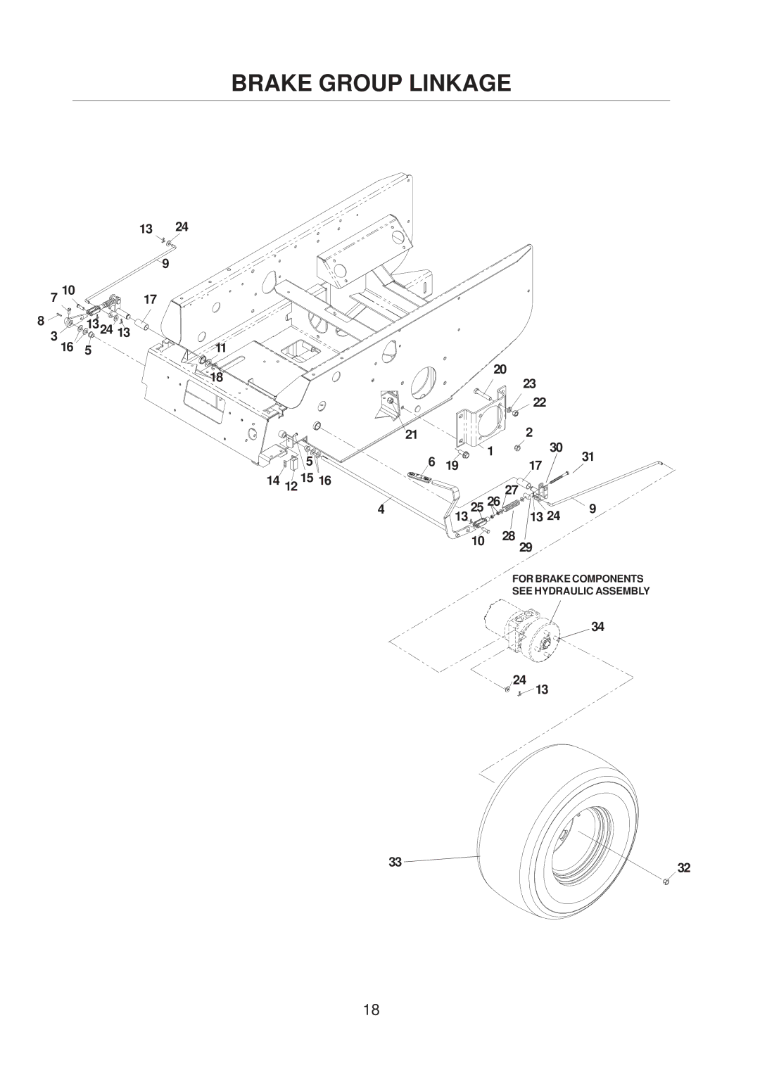 Husqvarna 968999223 / BZE7234D, 968999221 / BZE6127D, 968999222 / BZE6134D manual Brake Group Linkage 