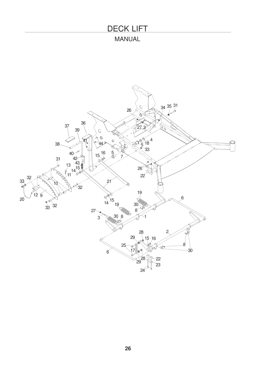 Husqvarna 968999222 / BZE6134D, 968999223 / BZE7234D, 968999221 / BZE6127D manual Deck Lift 