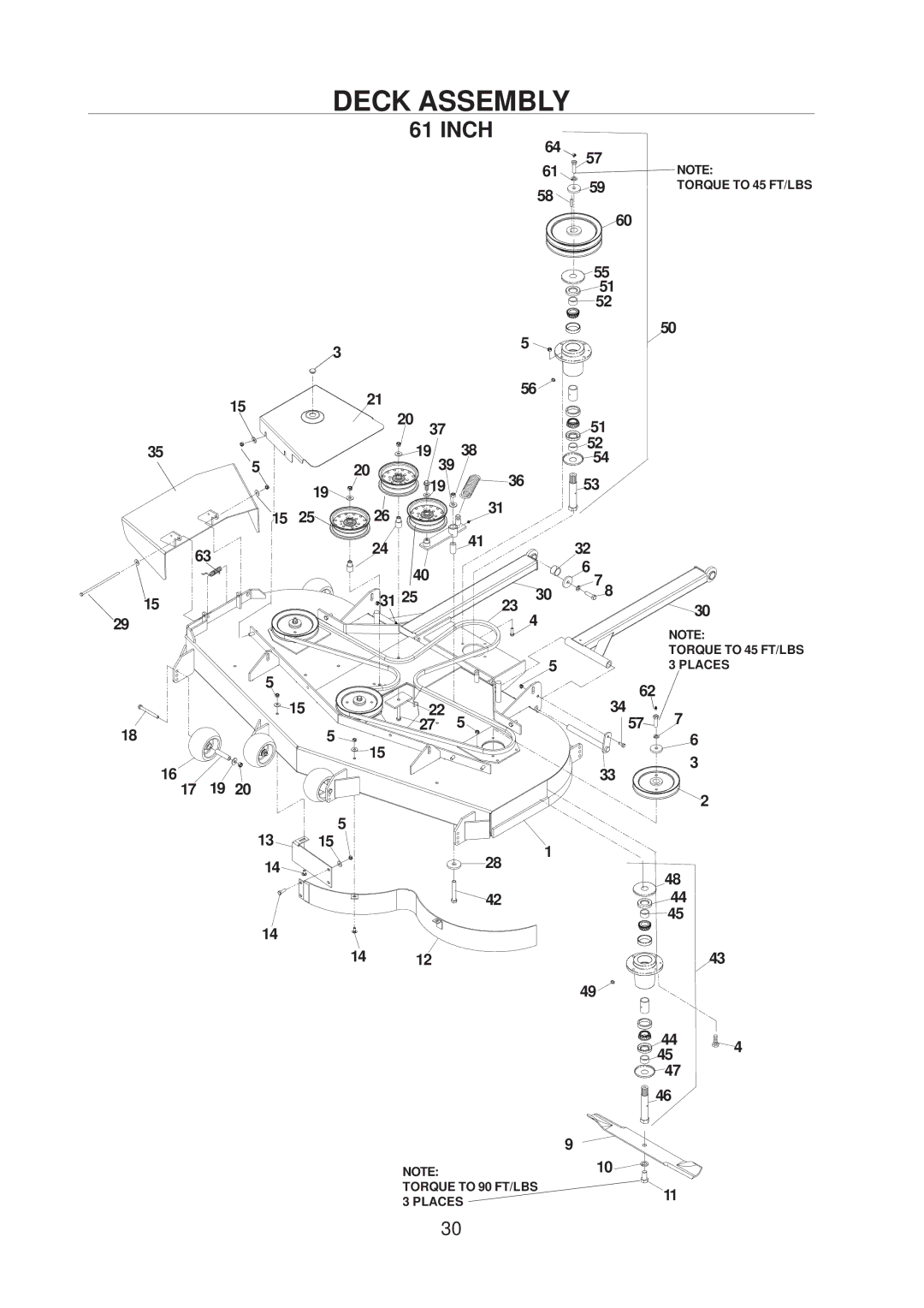 Husqvarna 968999223 / BZE7234D, 968999221 / BZE6127D, 968999222 / BZE6134D manual Deck Assembly 