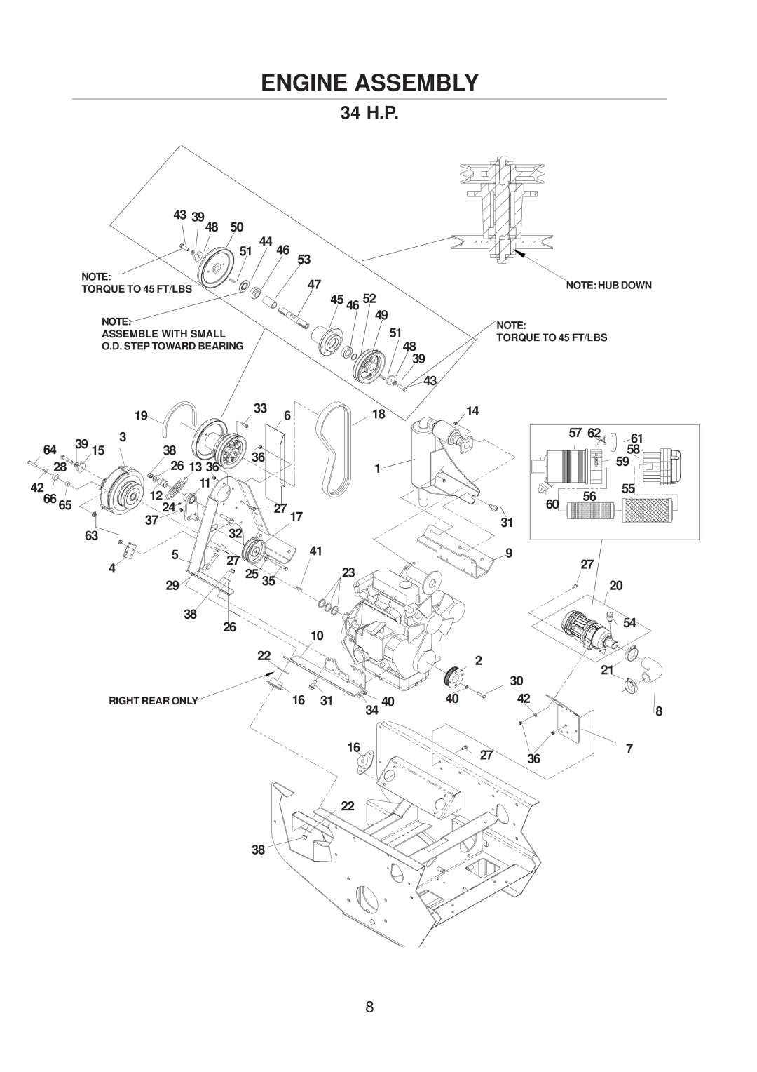 Husqvarna 968999222 / BZE6134D, 968999223 / BZE7234D, 968999221 / BZE6127D manual 34 H.P 