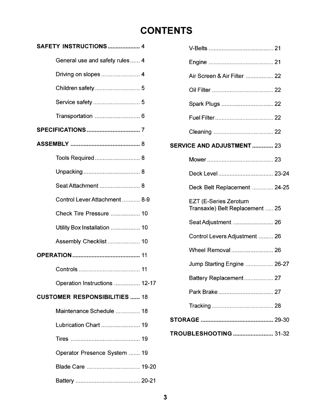 Husqvarna 968999245/ CZ3815, 968999246/CZ4217 manual Contents 