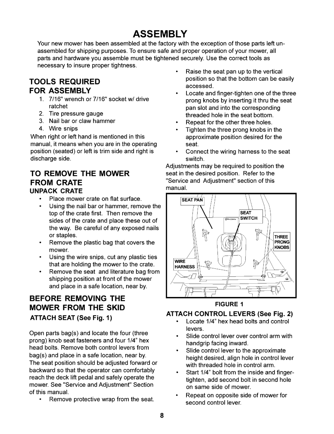 Husqvarna 968999246/CZ4217 manual Tools Required For Assembly, To Remove the Mower From Crate, Unpack Crate 