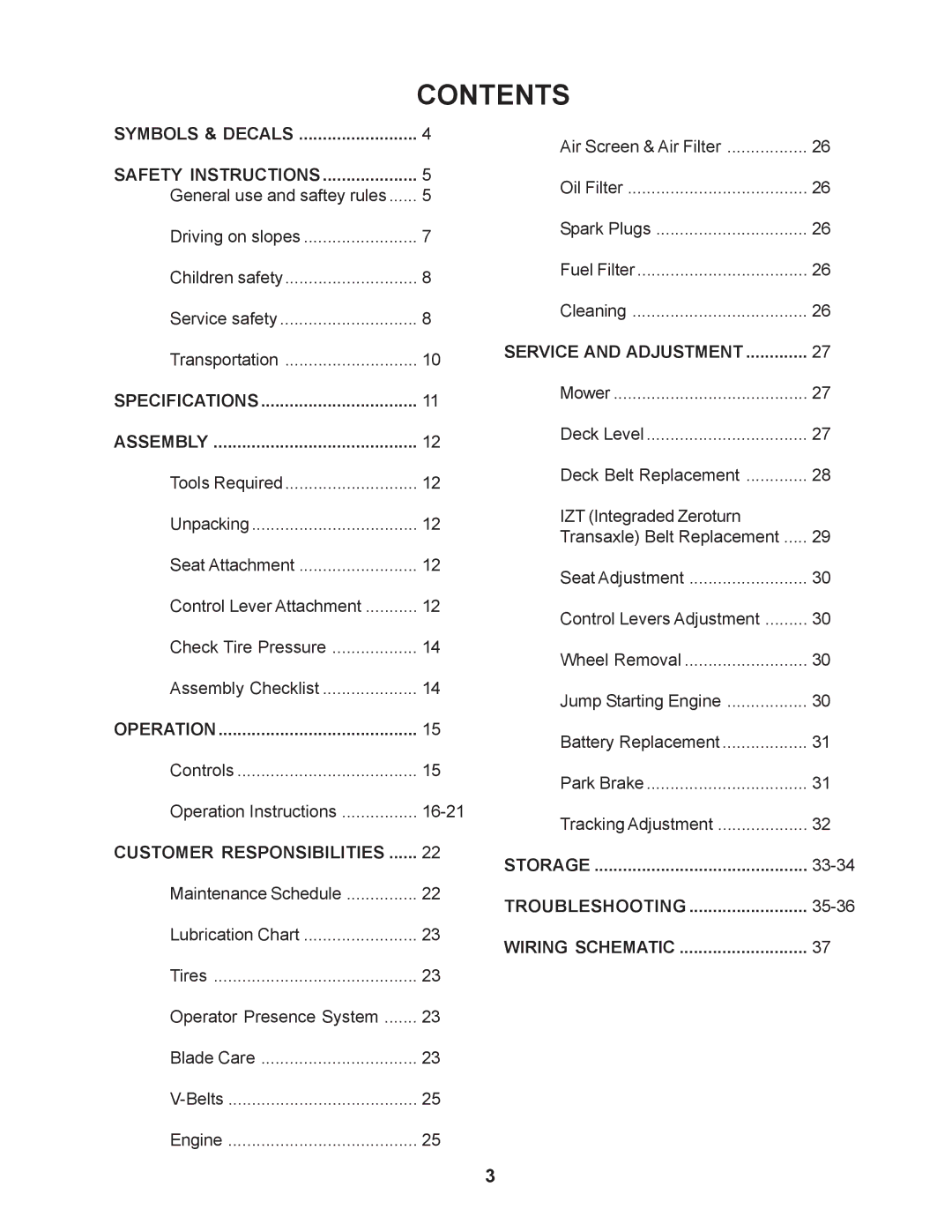 Husqvarna Z4818BIA, 968999250 manual Contents 