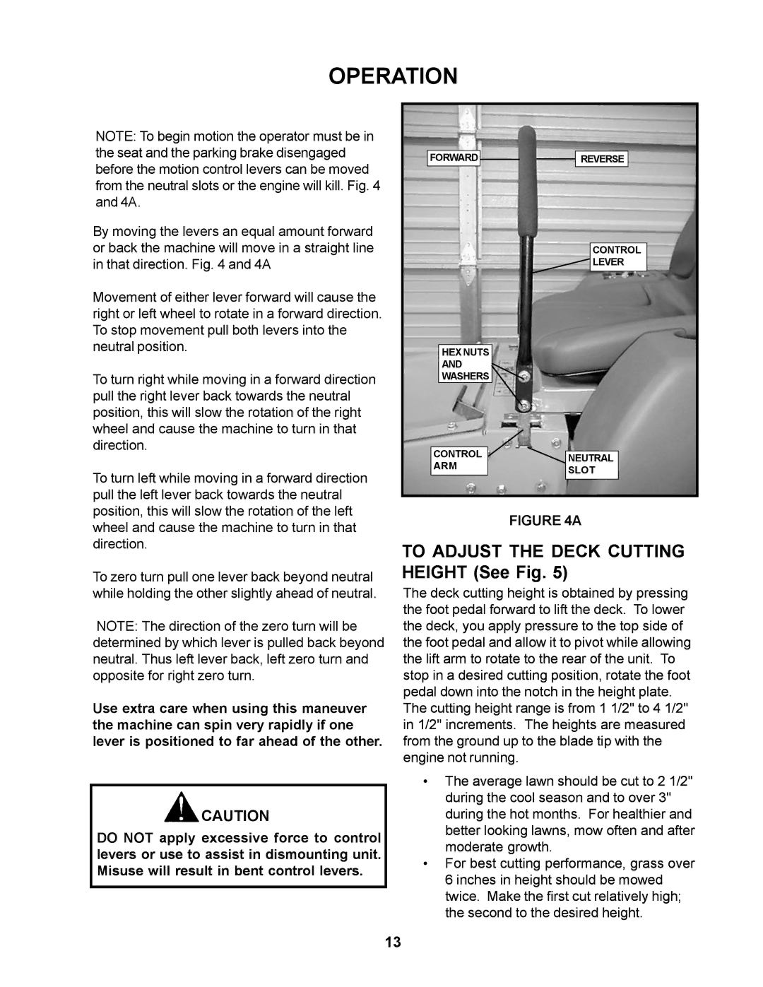 Husqvarna 968999276 / CZ4818BIA manual To Adjust the Deck Cutting Height See Fig 