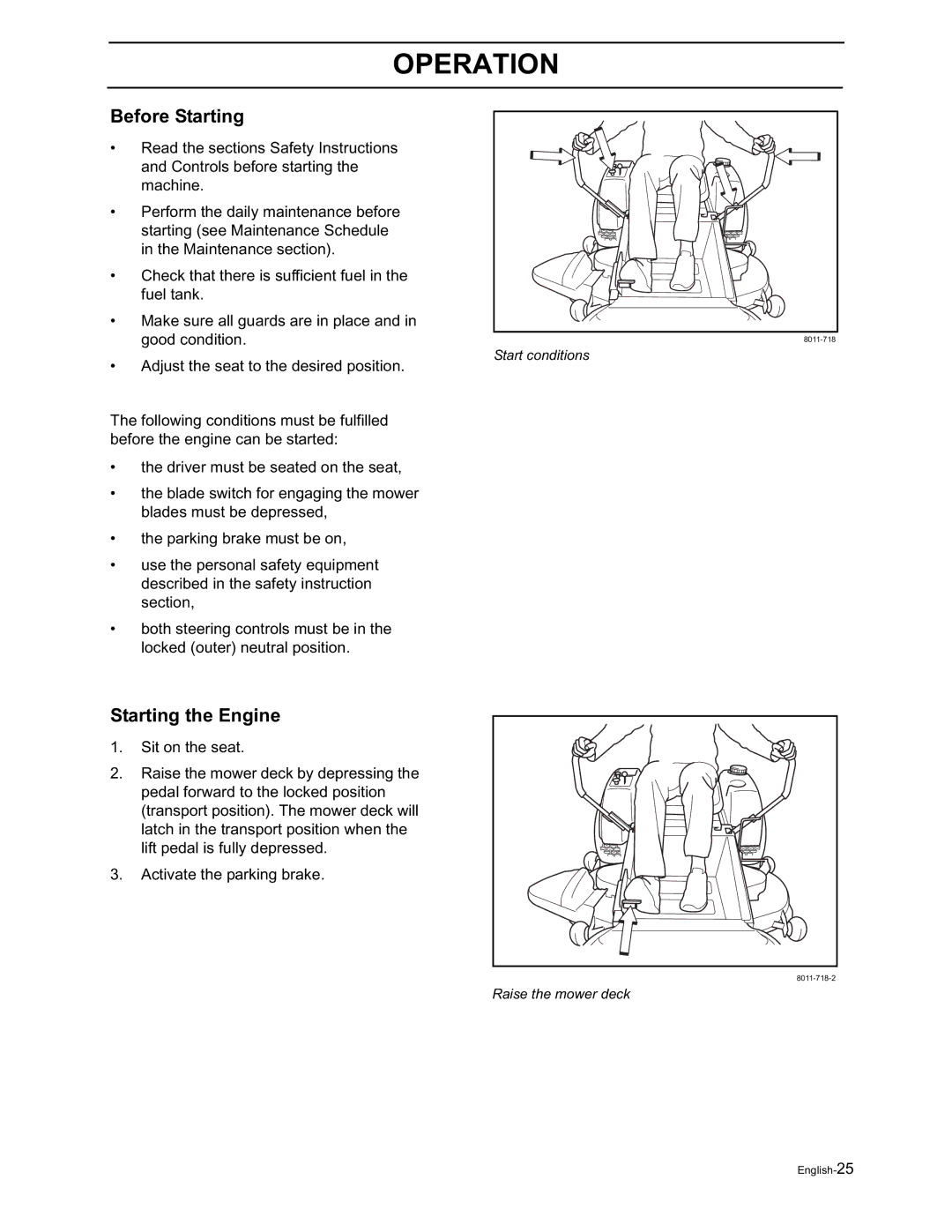 Husqvarna 968999513, 968999505, 968999514, 968999291, 968999292, 968999504, EZ6124KOA manual Before Starting, Starting the Engine 