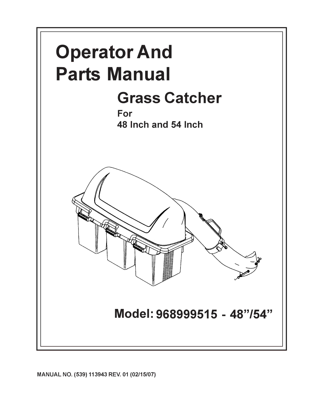 Husqvarna 968999515 manual Operator Parts Manual 