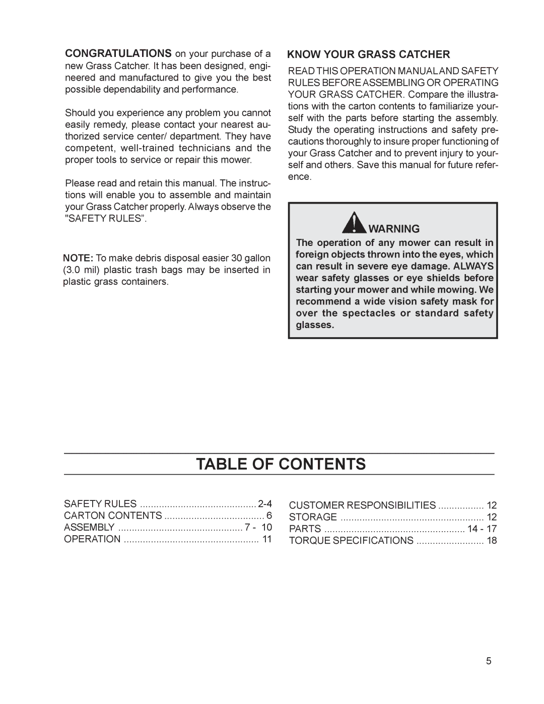 Husqvarna 968999515 manual Table of Contents 