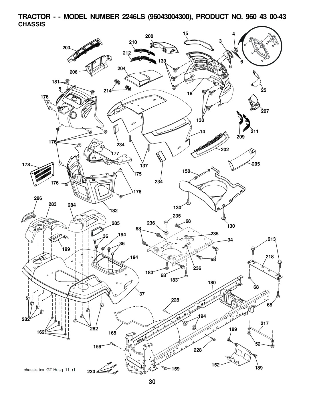 Husqvarna AP1720-E2 manual Chassis 