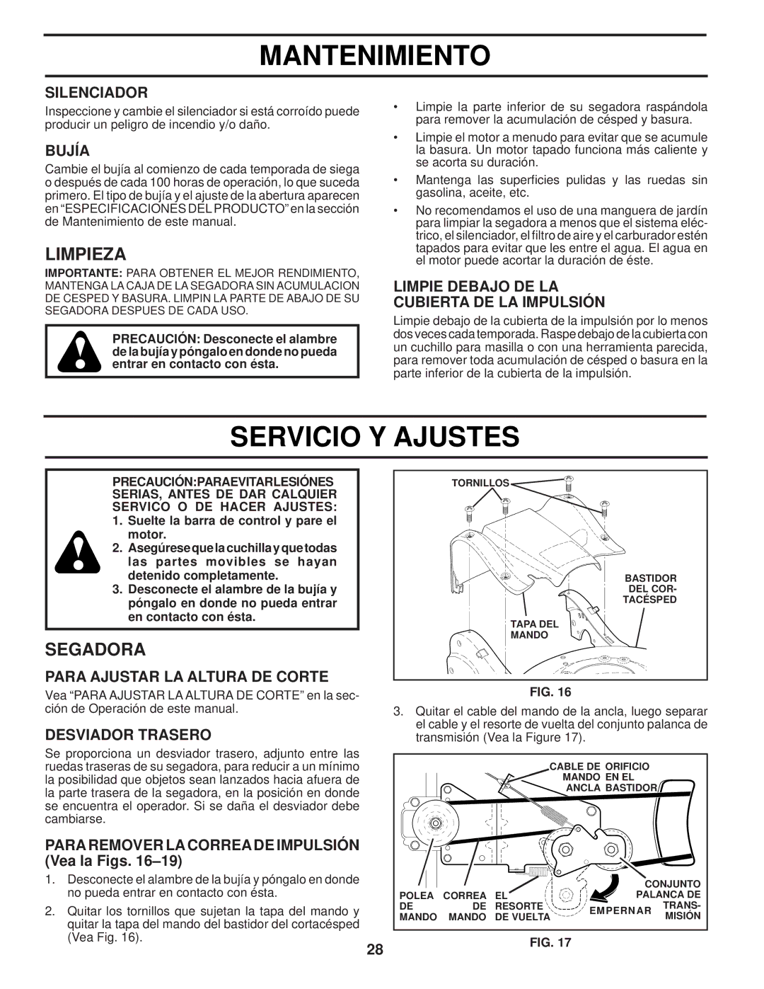 Husqvarna AP3000 owner manual Servicio Y Ajustes, Limpieza 