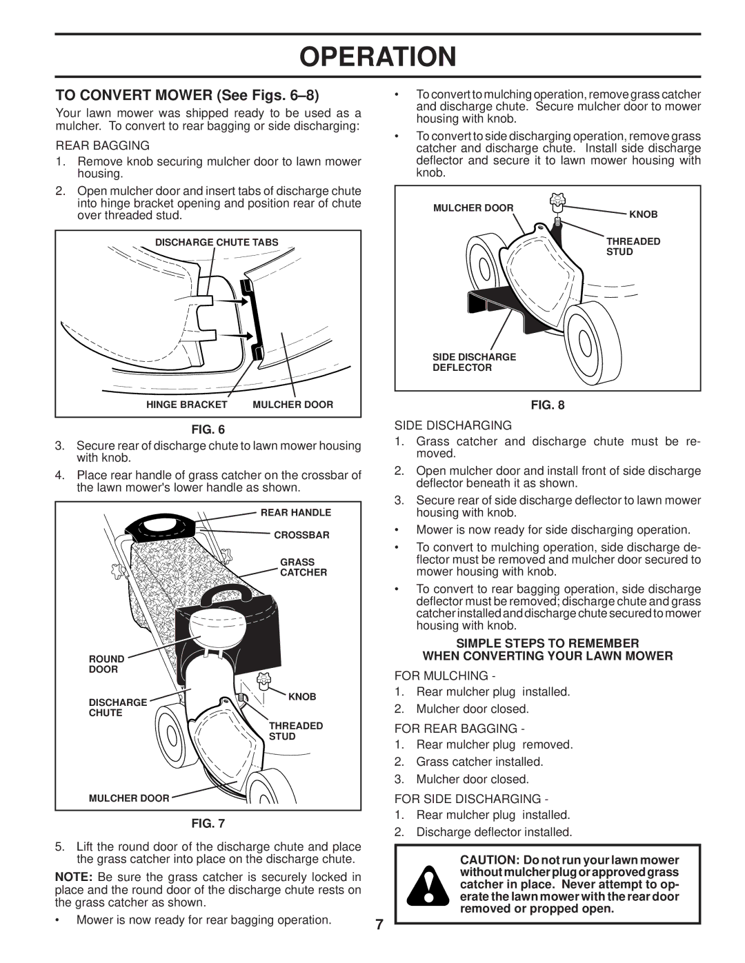 Husqvarna AP3000 owner manual To Convert Mower See Figs, Simple Steps to Remember, When Converting Your Lawn Mower 