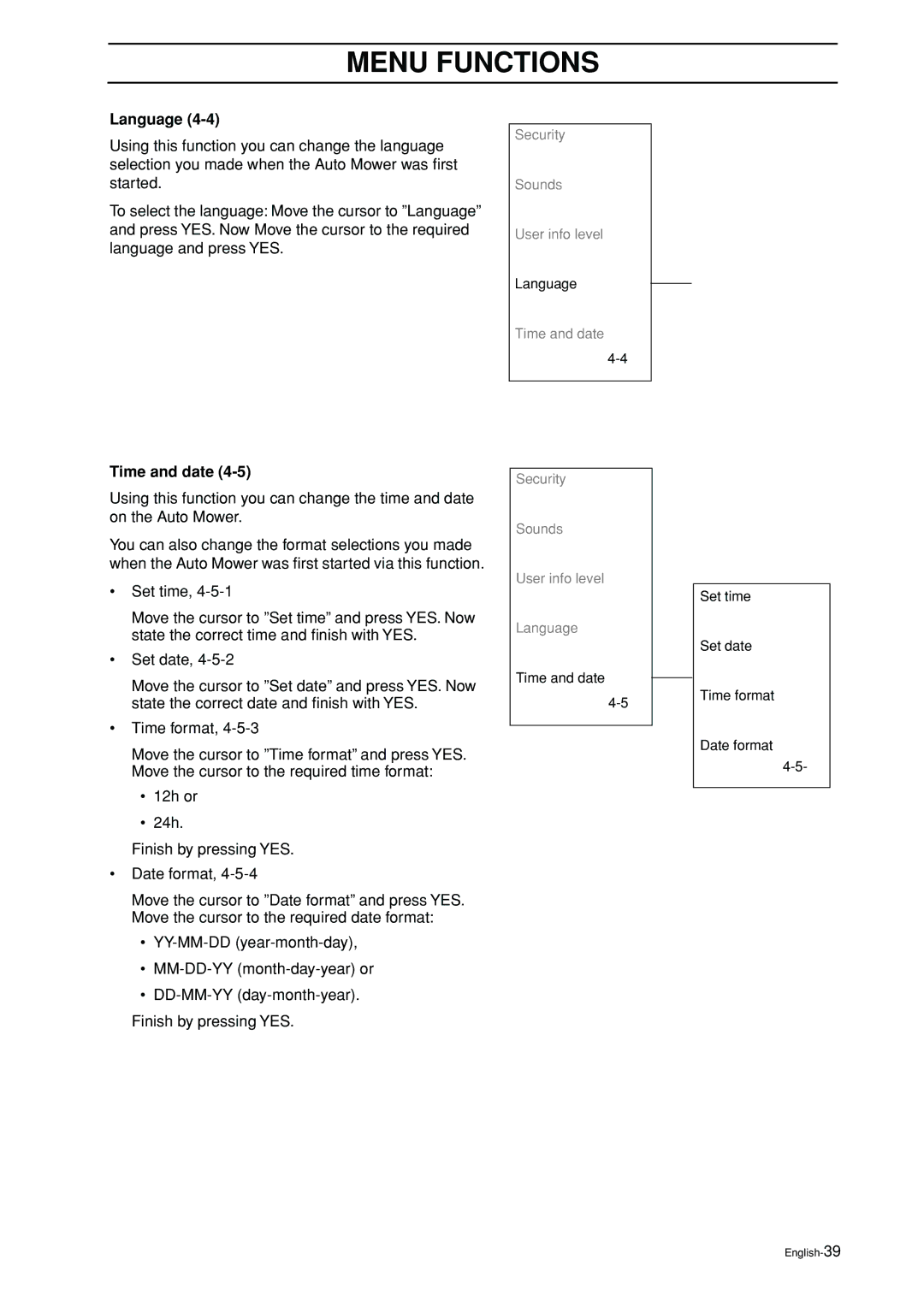 Husqvarna Auto Mower manual Security Sounds User info level 