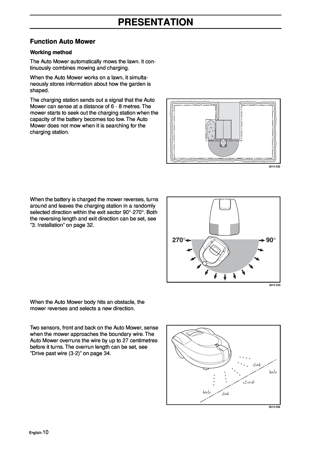 Husqvarna manual Function Auto Mower, Presentation, Working method 