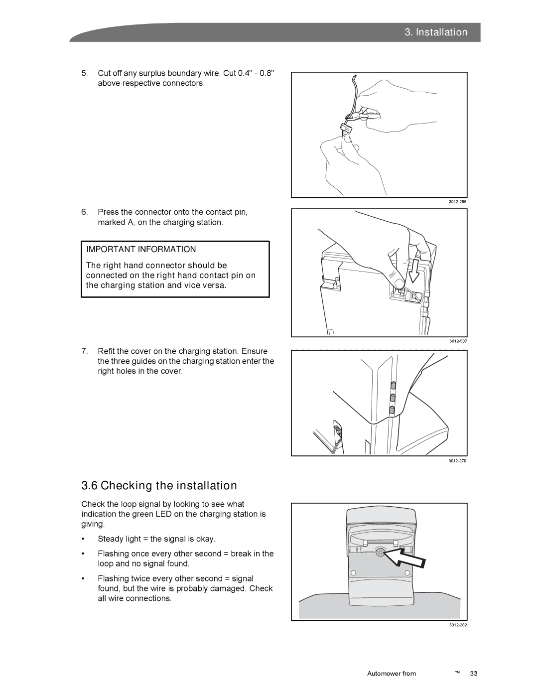 Husqvarna Automower manual Checking the installation 