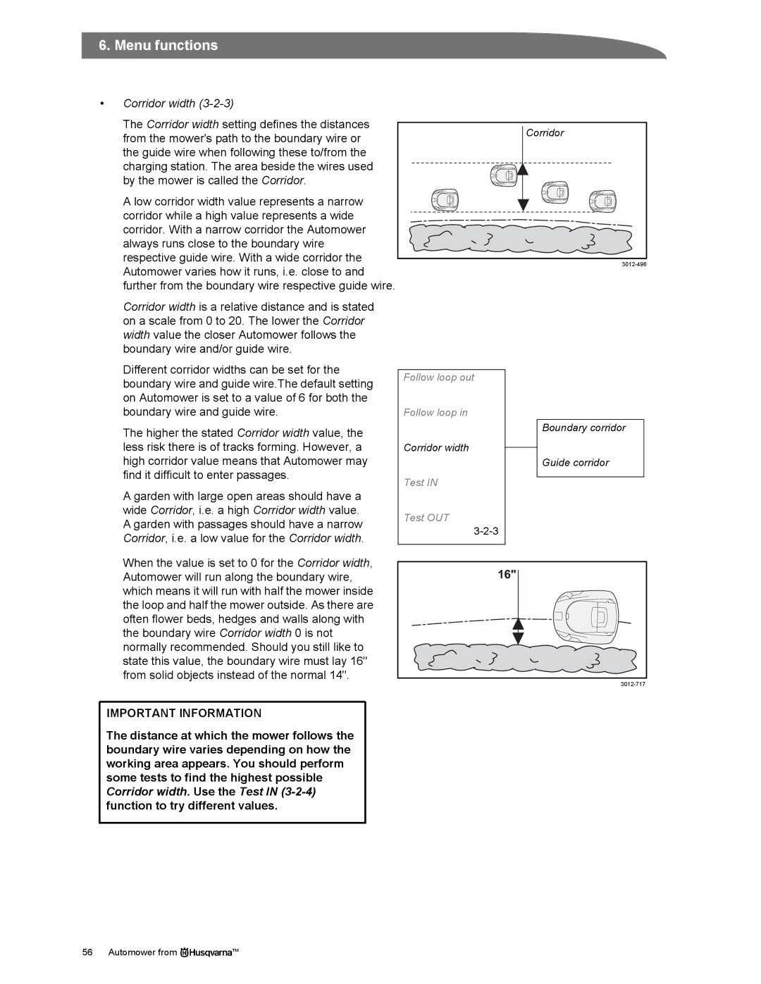 Husqvarna Automower manual Corridor width 