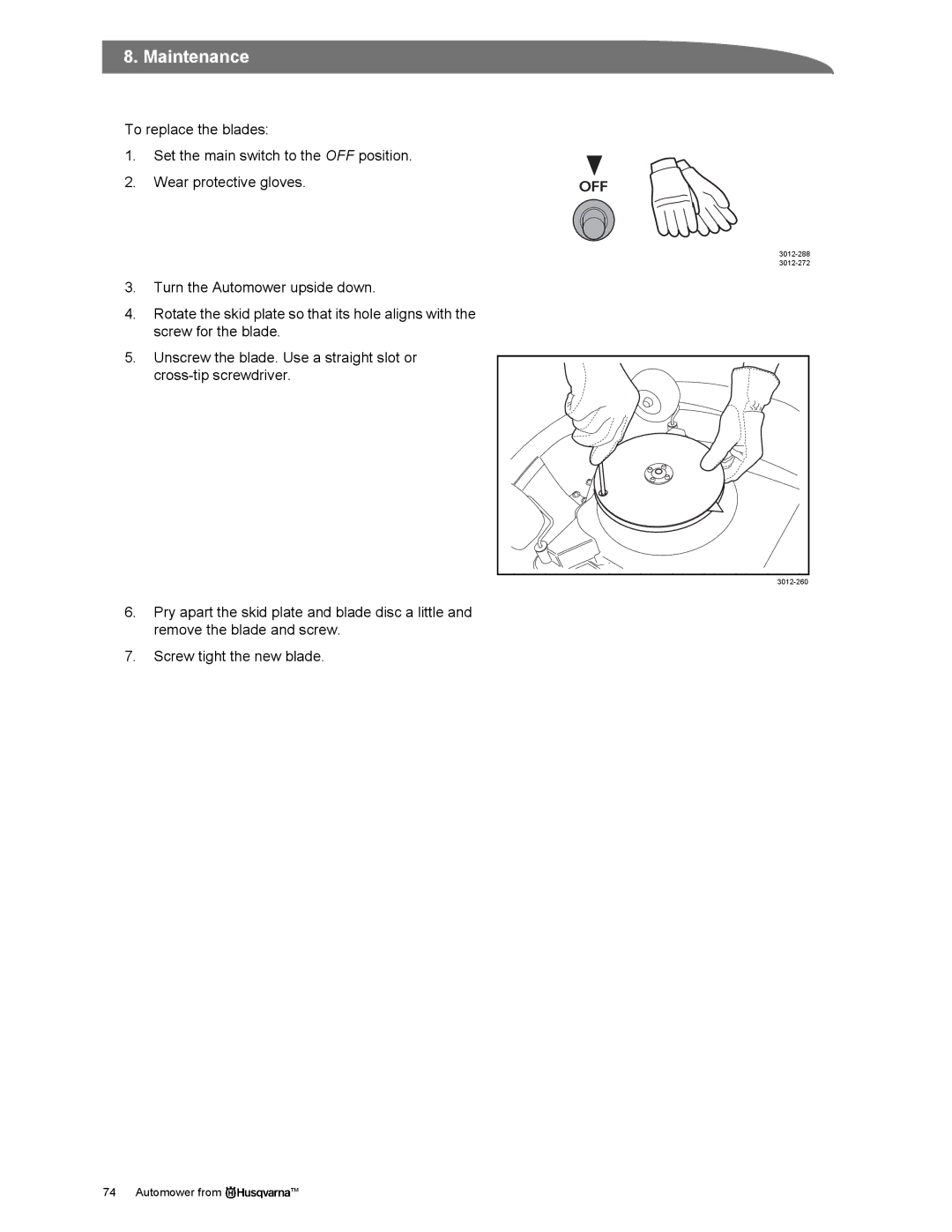 Husqvarna Automower manual 3012-260 