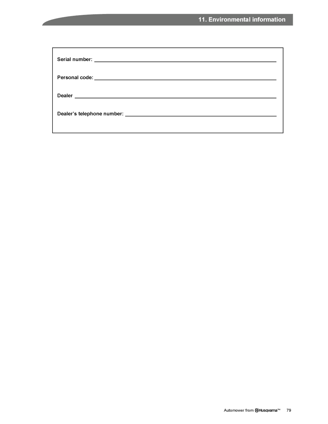 Husqvarna Automower manual Environmental information 