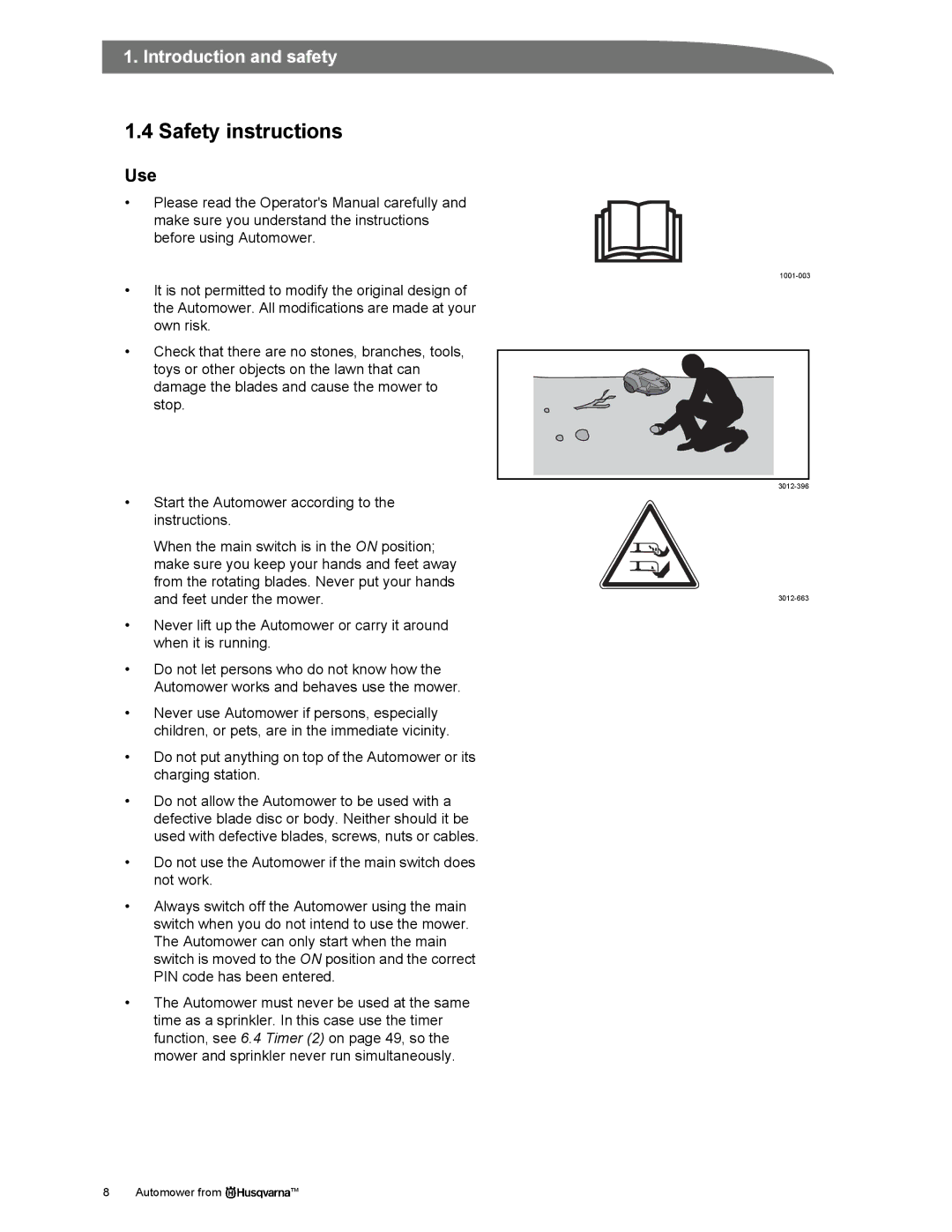 Husqvarna Automower manual Safety instructions, Use 