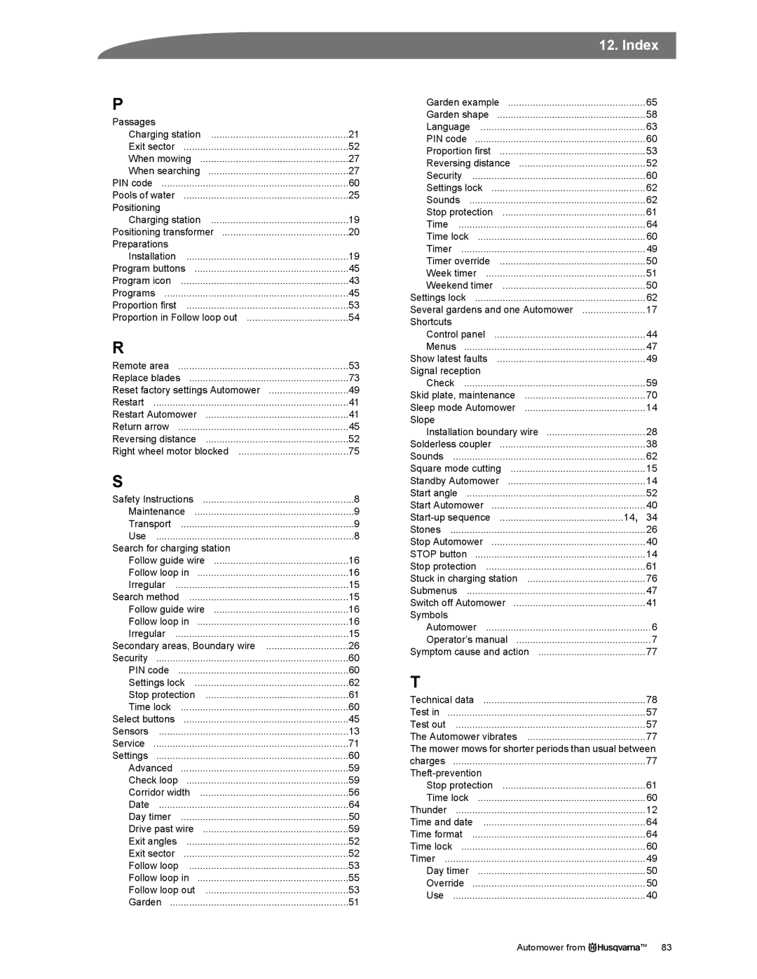 Husqvarna Symbols Automower Operator’s manual Symptom cause and action 