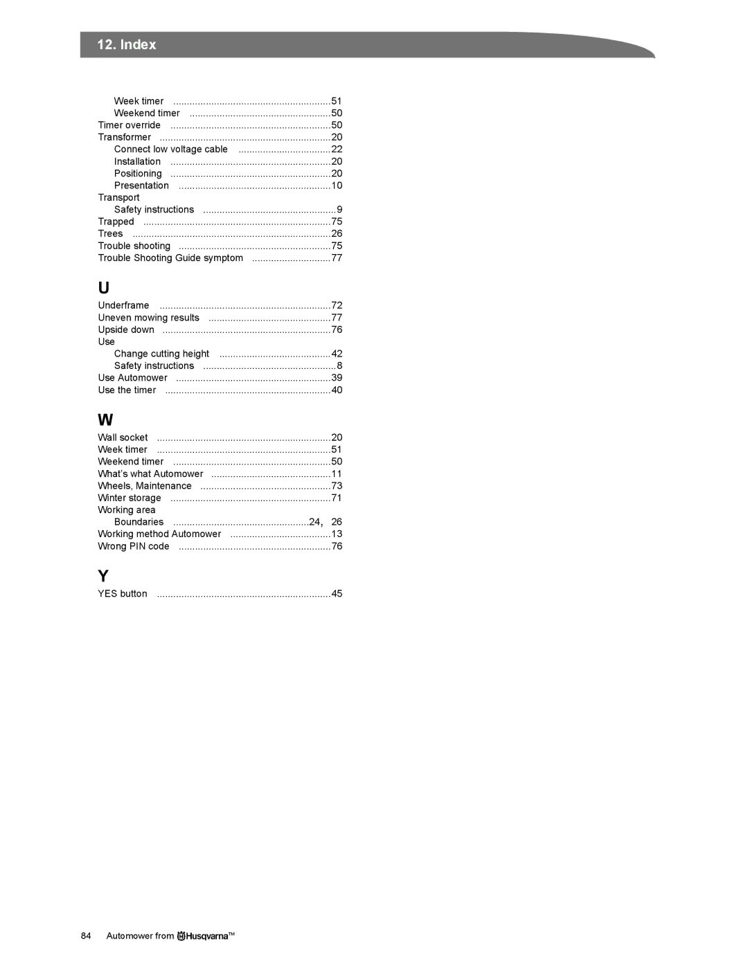 Husqvarna Automower manual Transport 