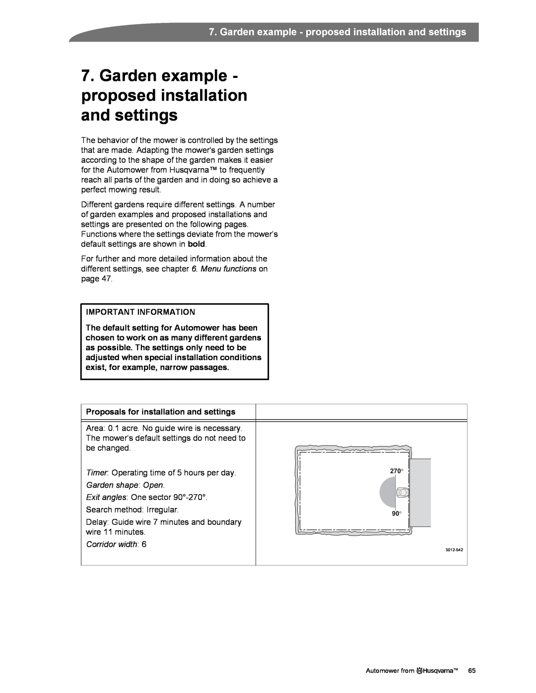 Husqvarna Automower manual Proposals for installation and settings, Important Information 