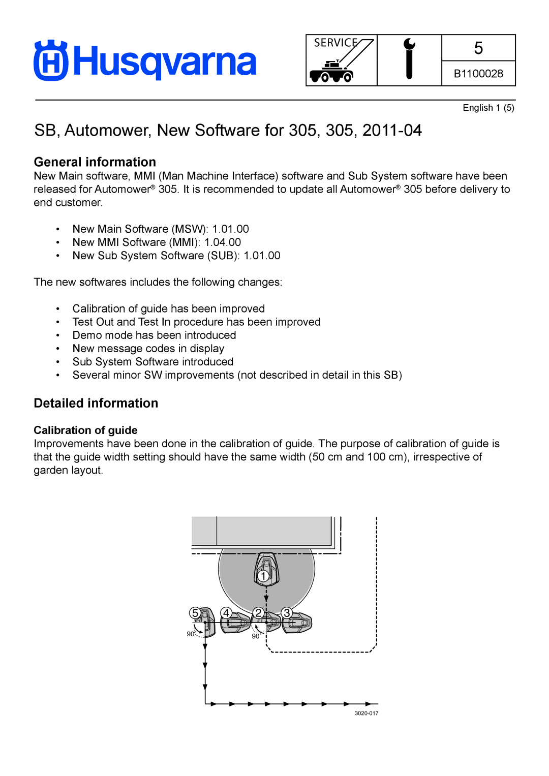 Husqvarna B1100028 manual General information, Detailed information, Calibration of guide 