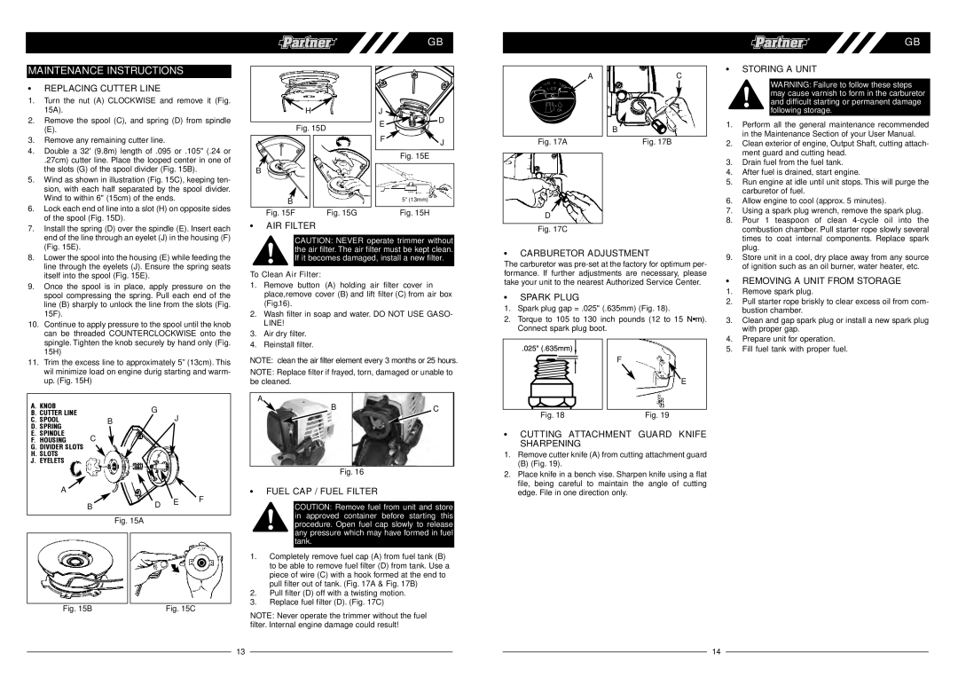 Husqvarna BC 435B, BC 435L, BJ2009 user manual Maintenance Instructions 