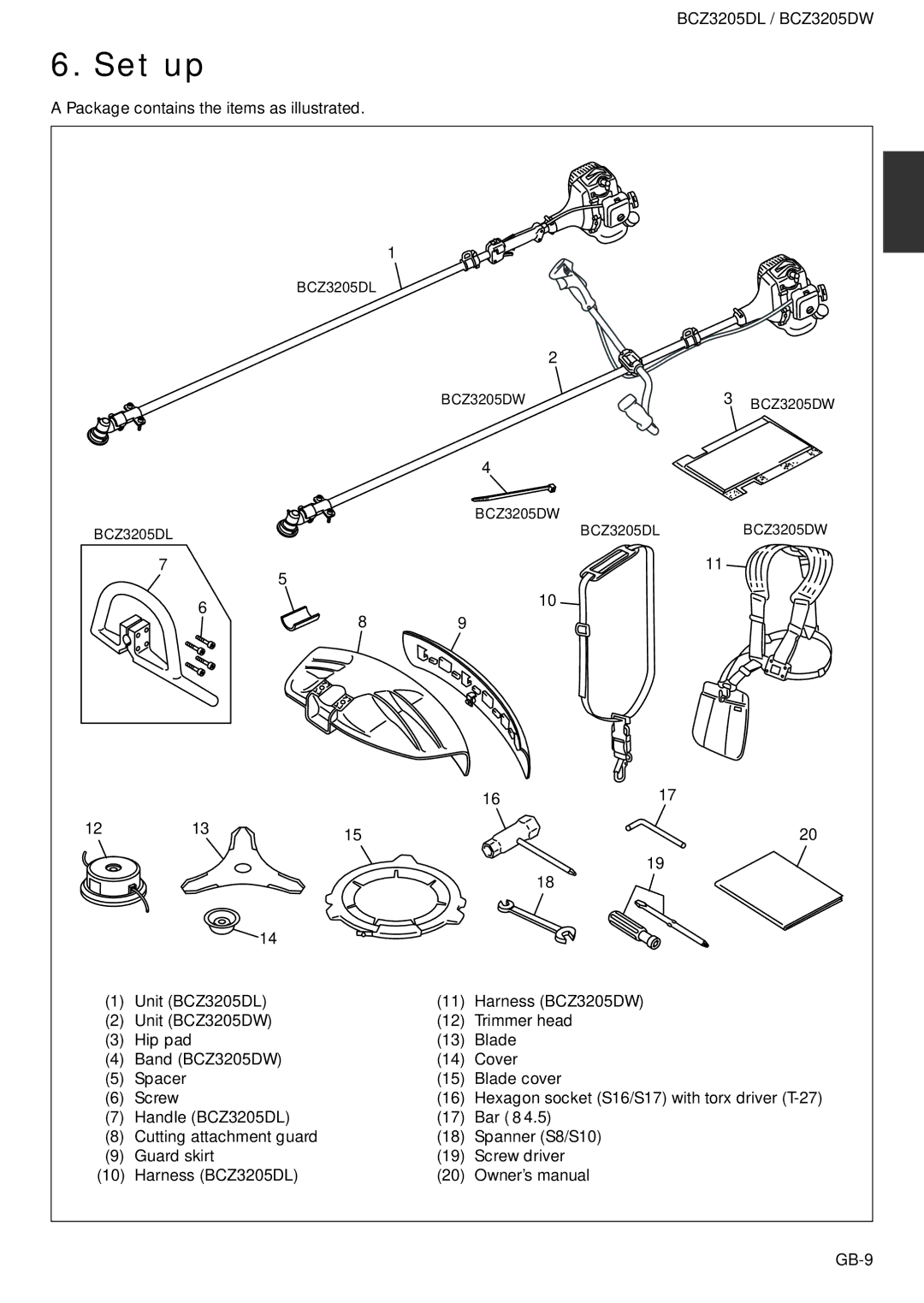 Husqvarna BCZ3205DW, BCZ3205DL owner manual Set up 