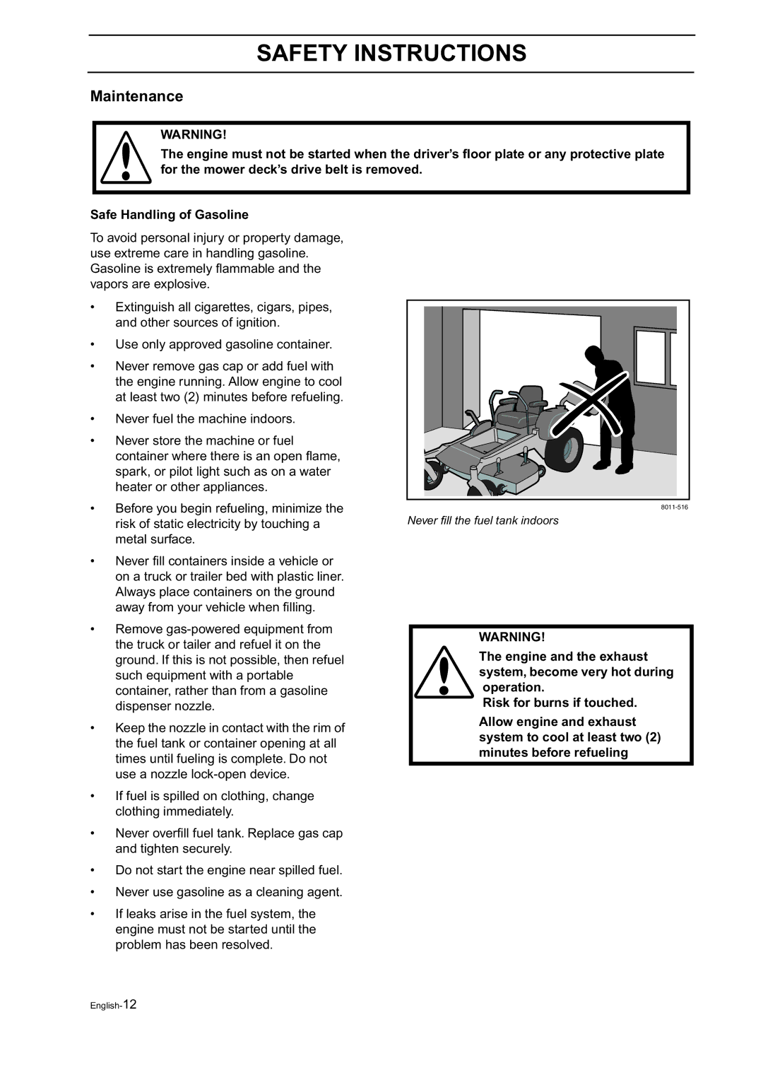 Husqvarna BZ 34, BZ 27 manual Maintenance 