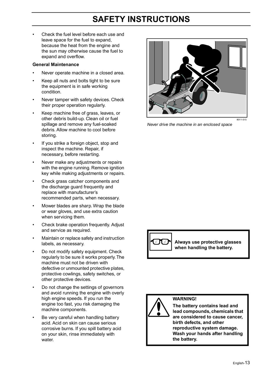 Husqvarna BZ 27, BZ 34 manual General Maintenance 