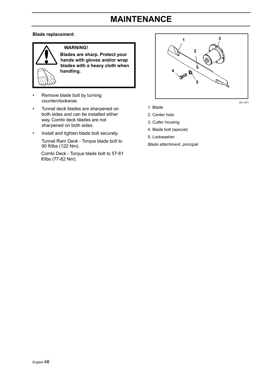 Husqvarna BZ 34, BZ 27 manual Blade attachment, principal 