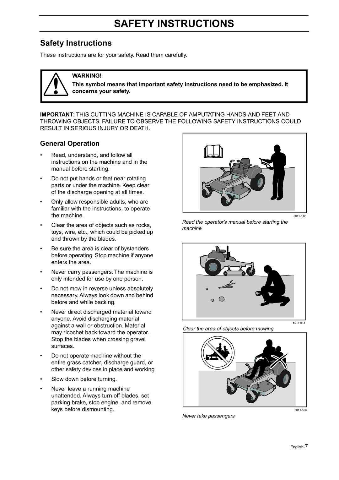 Husqvarna BZ 27, BZ 34 manual Safety Instructions, General Operation 