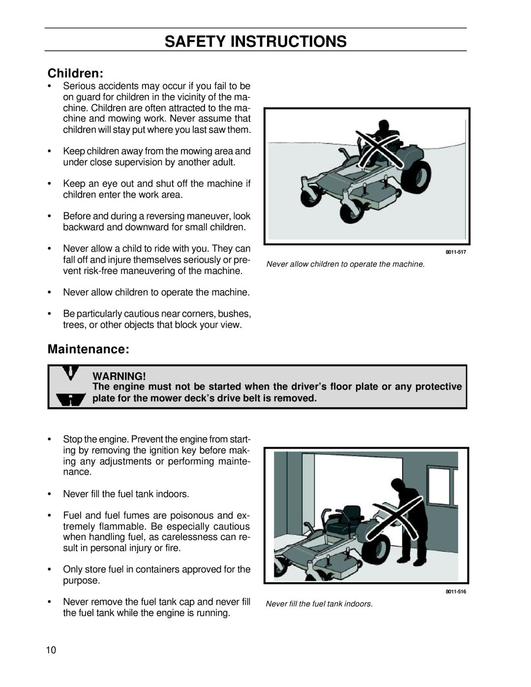 Husqvarna BZ7234TD/968999264, BZ6127TD/968999262 manual Children, Maintenance 