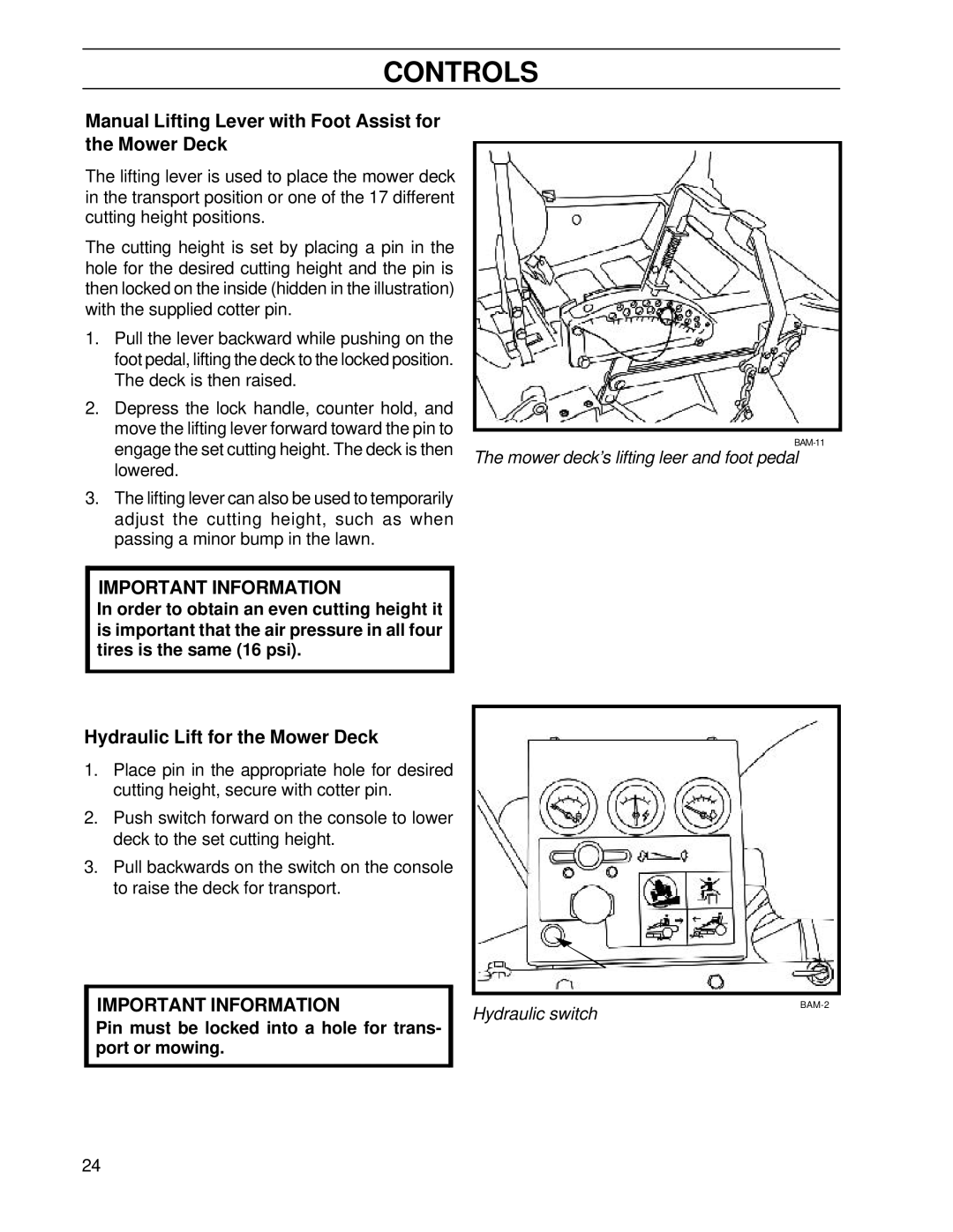 Husqvarna BZ7234TD/968999264 Manual Lifting Lever with Foot Assist for the Mower Deck, Hydraulic Lift for the Mower Deck 