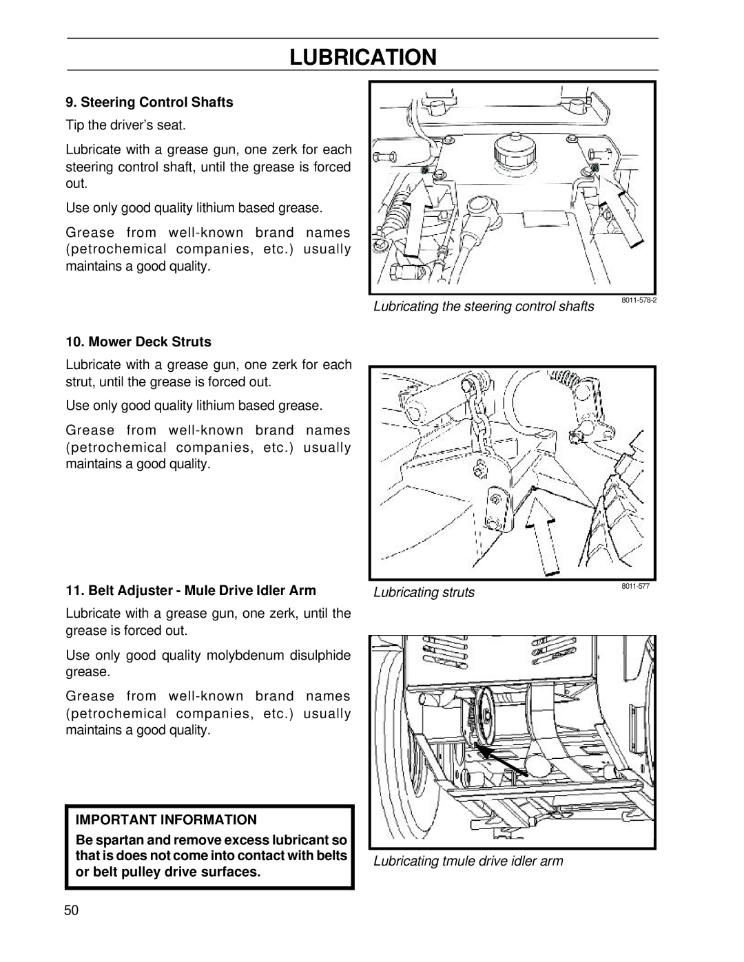 Husqvarna BZ7234TD/968999264 manual Steering Control Shafts, Mower Deck Struts, Belt Adjuster Mule Drive Idler Arm 