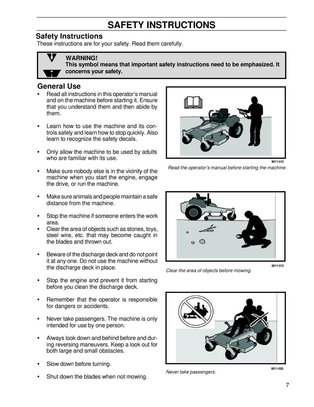 Husqvarna BZ6127TD/968999262, BZ7234TD/968999264 manual Safety Instructions, General Use 