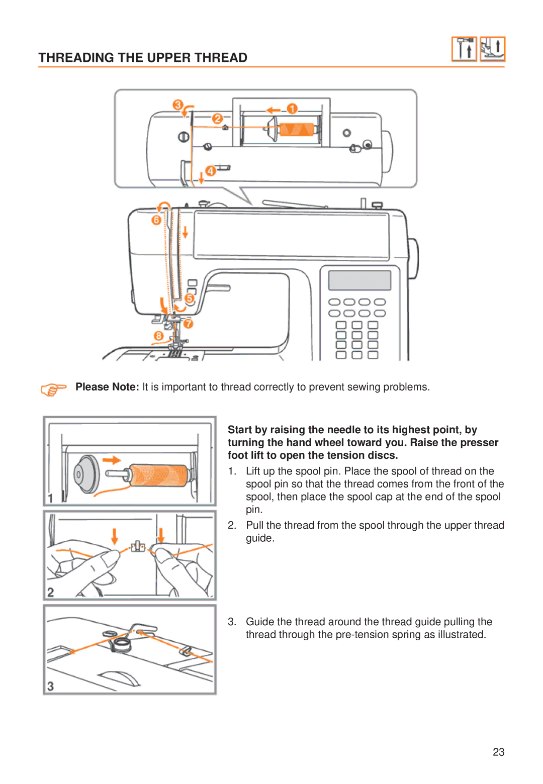 Husqvarna C10, C20 manual Threading the Upper Thread 