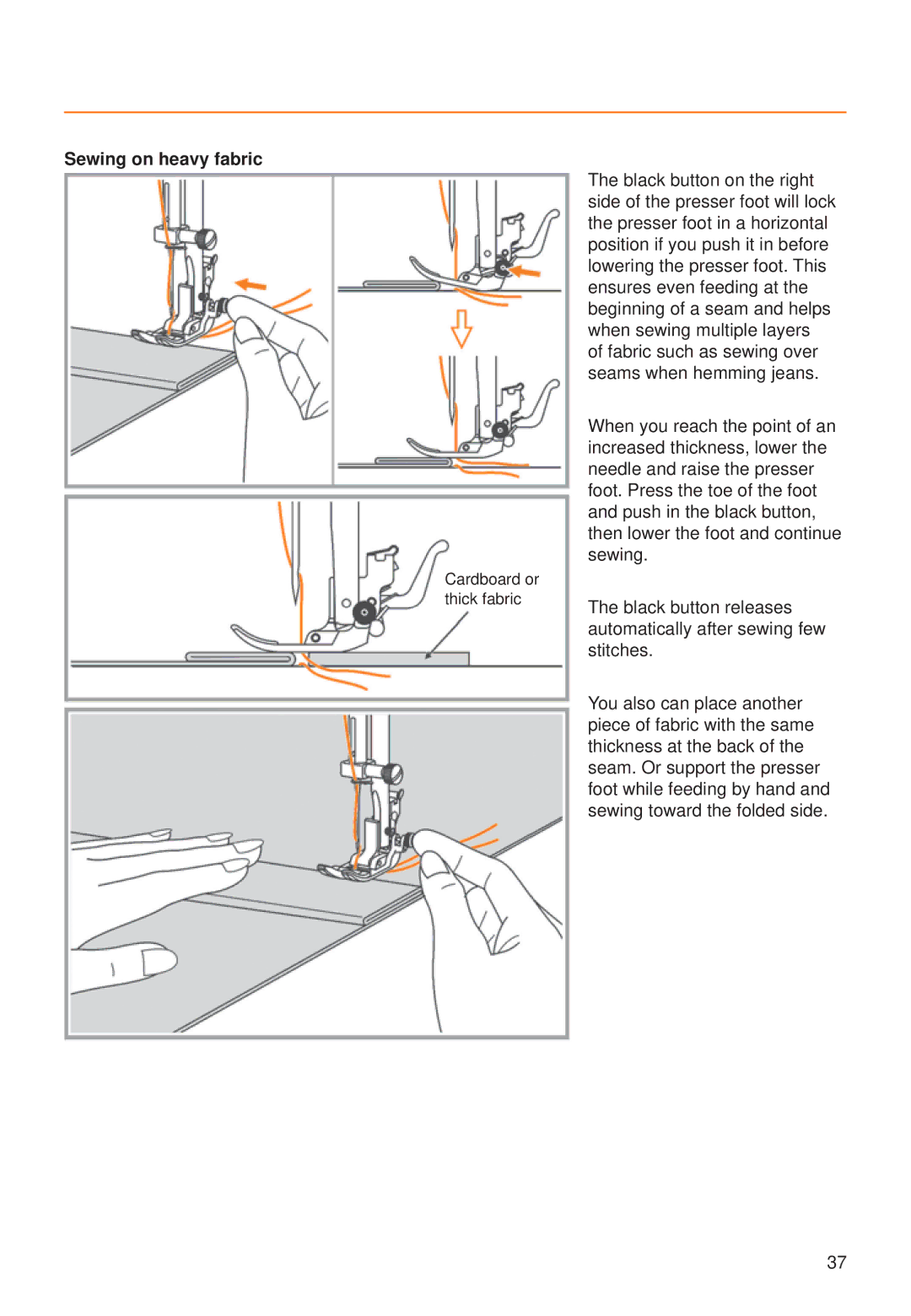 Husqvarna C10, C20 manual Sewing on heavy fabric 