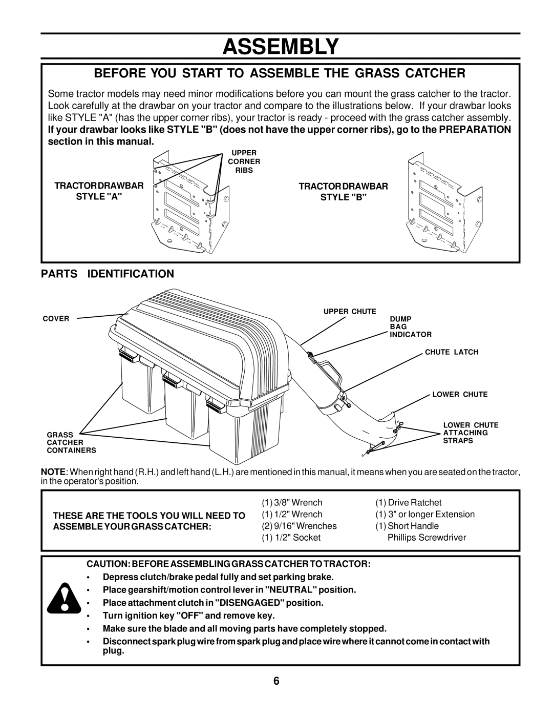 Husqvarna C342B owner manual Assembly, Parts Identification 