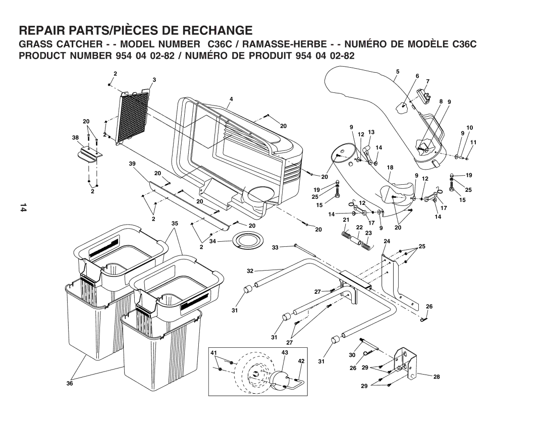 Husqvarna C36C manual Repair PARTS/PIÈCES DE Rechange 